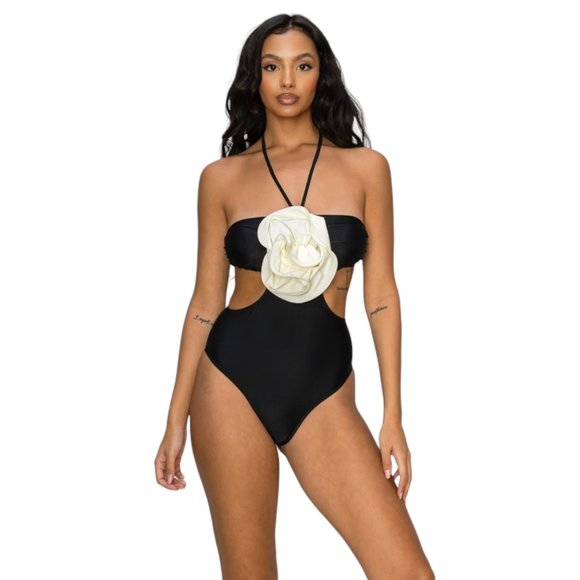 3D Flower One-Piece Monokini Bathing Suit - Picture 3 of 5